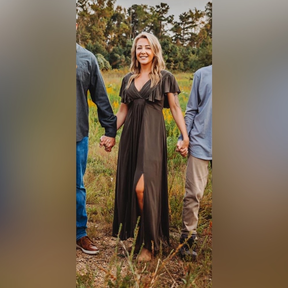 Baltic Born Olive Green Maxi Dress with Front Slit